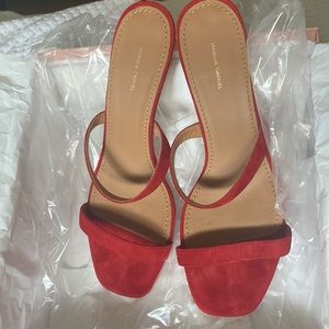 MANSUR GAVRIEL SUEDE FINI SANDAL RED